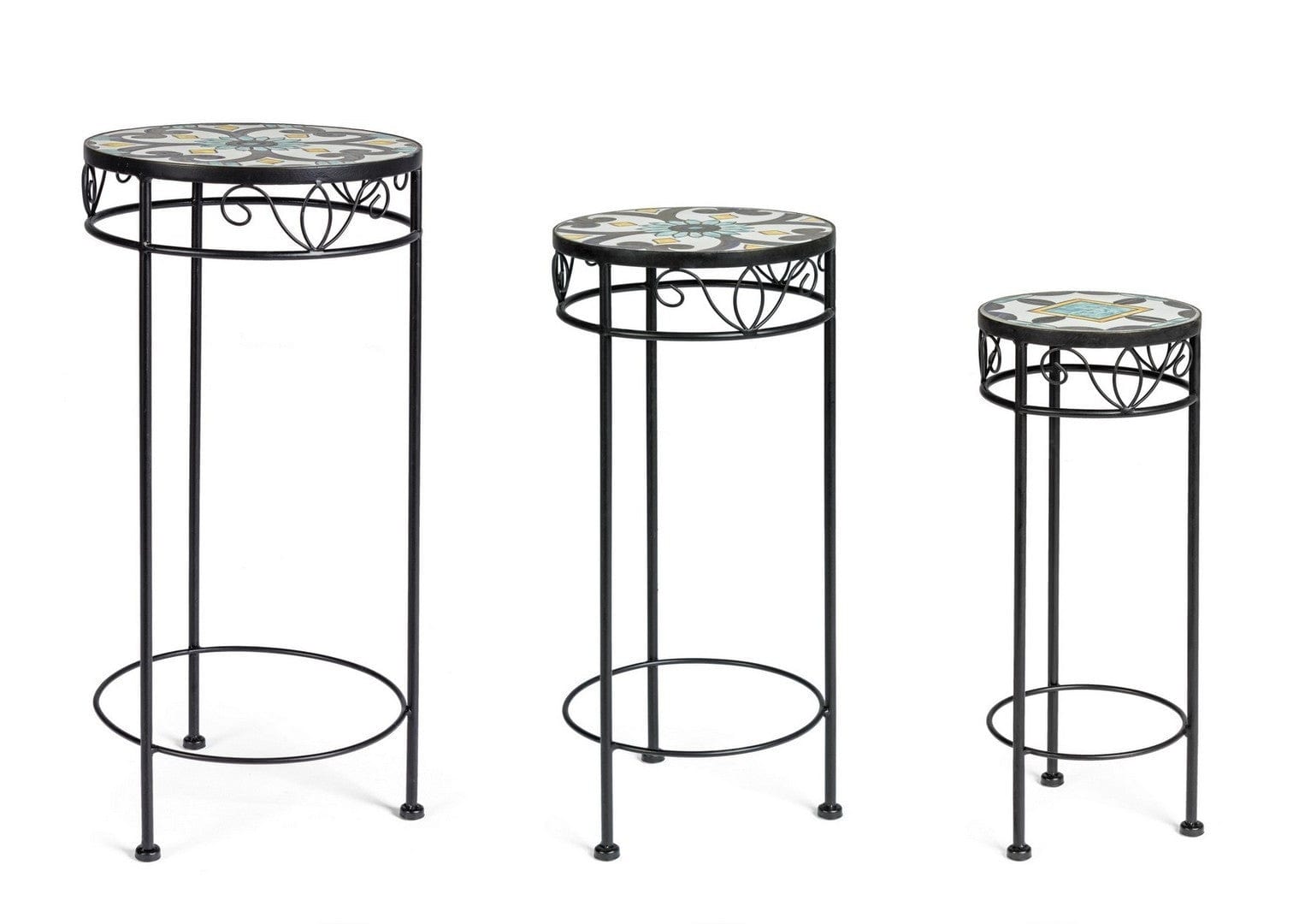 Set di 3 tavolini Positano Round Multicolore