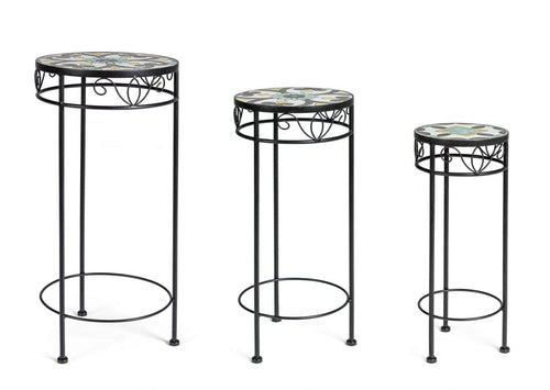 Set di 3 tavolini Positano Round Multicolore