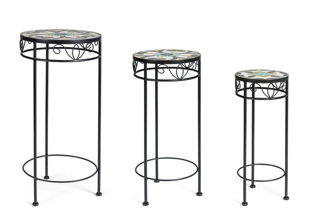 Set di 3 tavolini Positano Round Multicolore