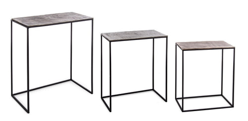 Set di 3 tavolini Tahir Rectangular Multicolore