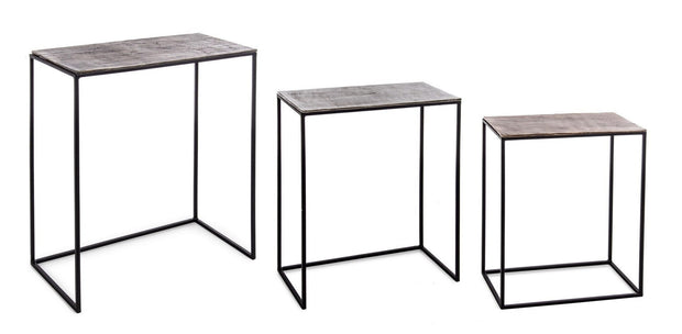 Set di 3 tavolini Tahir Rectangular Multicolore