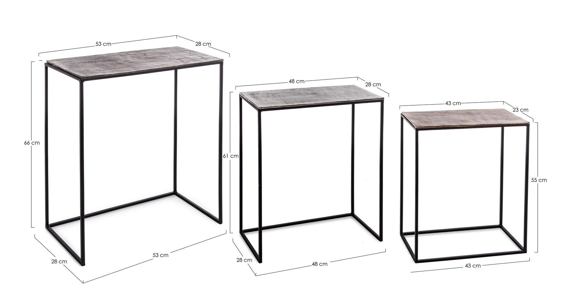 Set di 3 tavolini Tahir Rectangular Multicolore (9)