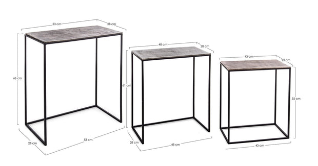 Set di 3 tavolini Tahir Rectangular Multicolore (9)