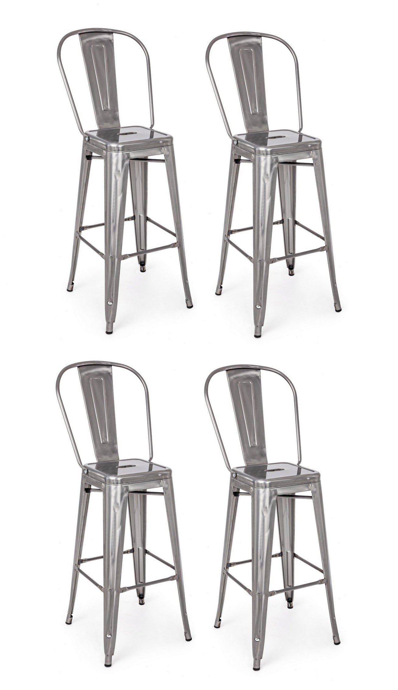 Set di 4 sedie da bar in metallo Loft Minnesota Grigio