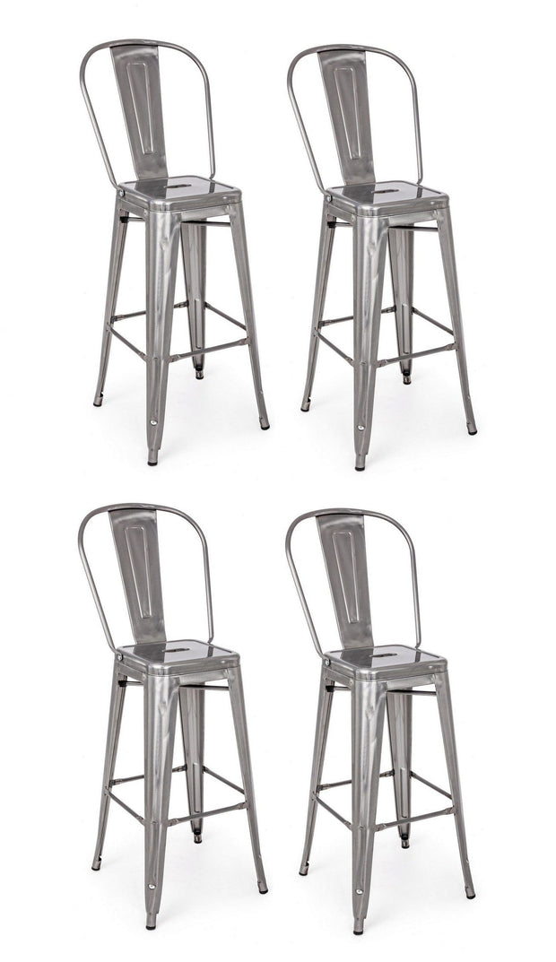 Set di 4 sedie da bar in metallo Loft Minnesota Grigio