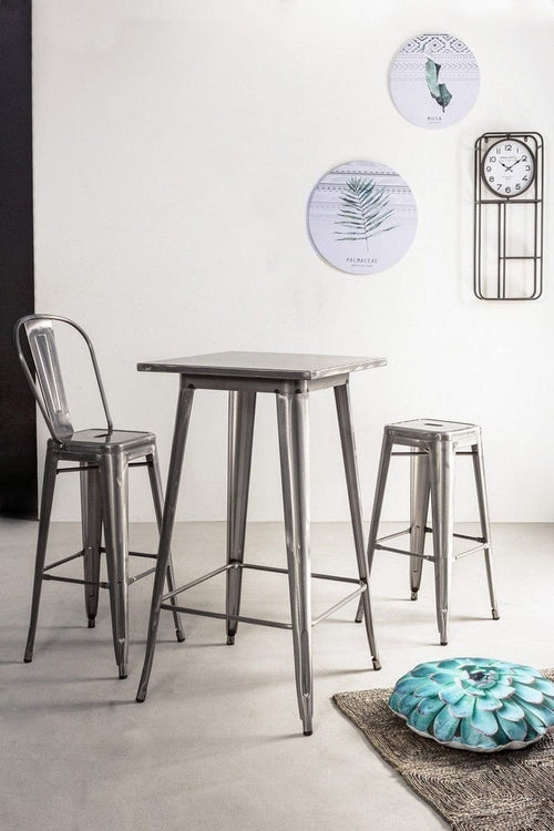 Set di 4 sedie da bar in metallo Loft Minnesota Grigio (1)