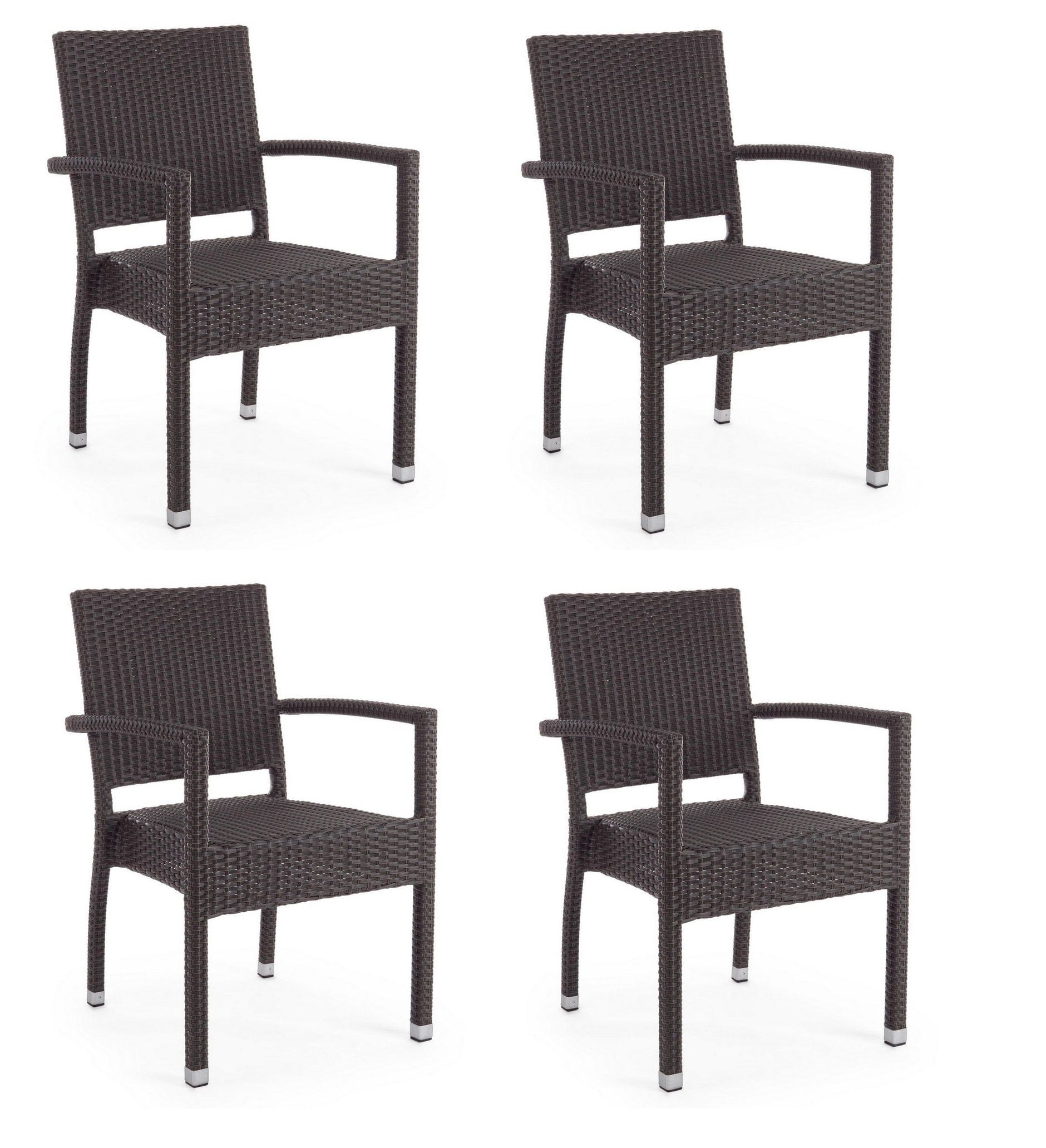 Set di 4 sedie da giardino Astoni Marrone