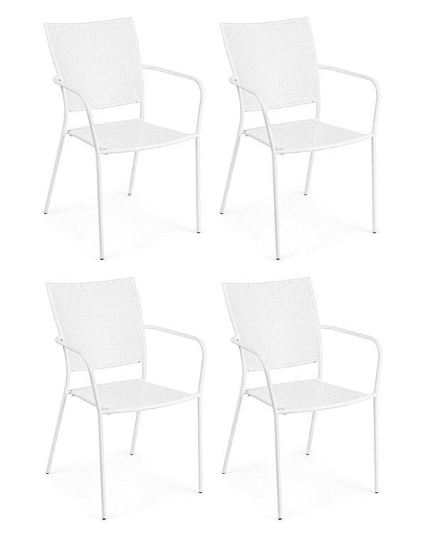 Set di 4 sedie da giardino Wendy Bianco