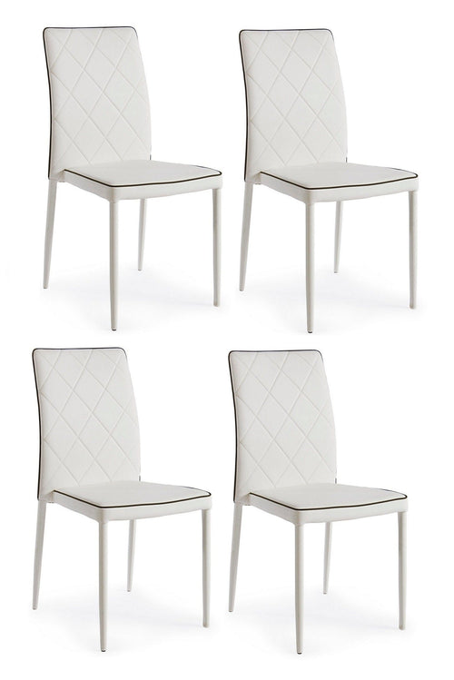 Set di 4 sedie da pranzo in ecopelle Achille Bianco