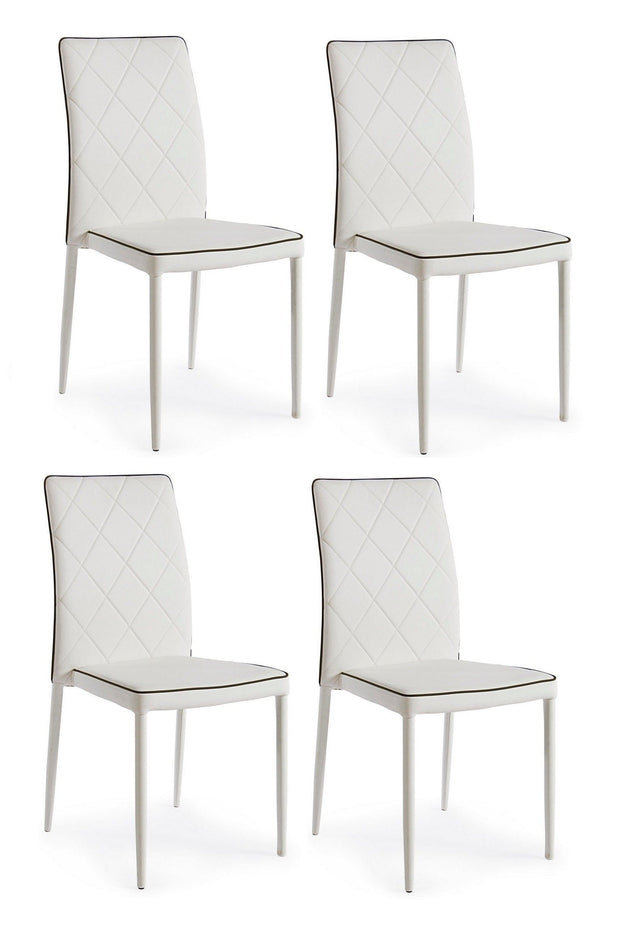 Set di 4 sedie da pranzo in ecopelle Achille Bianco