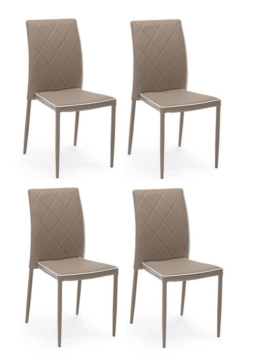 Set di 4 sedie da pranzo in ecopelle Achille Cappuccino