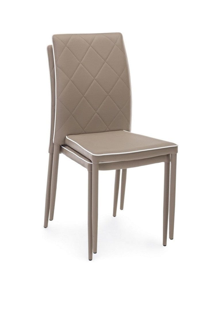 Set di 4 sedie da pranzo in ecopelle Achille Cappuccino (5)