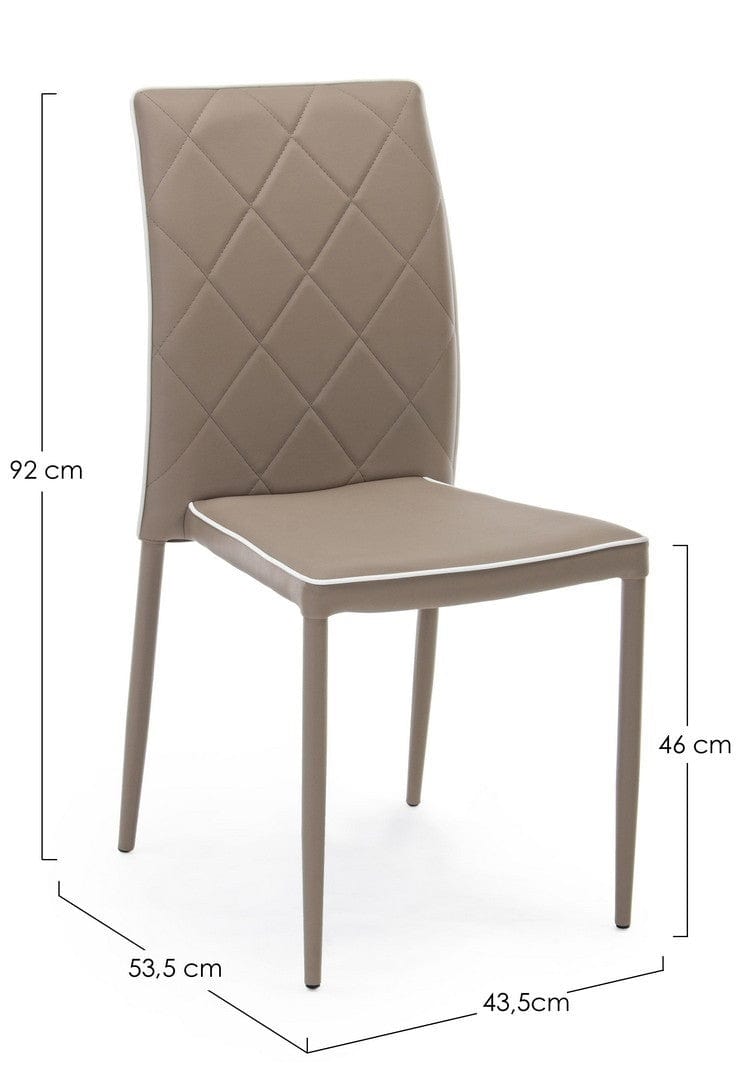 Set di 4 sedie da pranzo in ecopelle Achille Cappuccino (7)