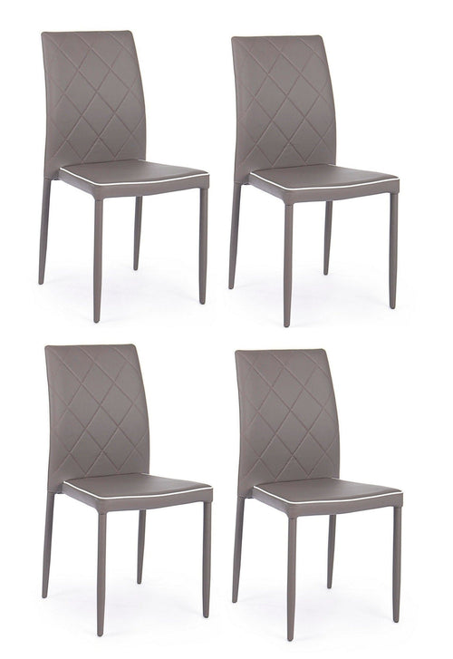 Set di 4 sedie da pranzo in ecopelle Achille Cappuccino