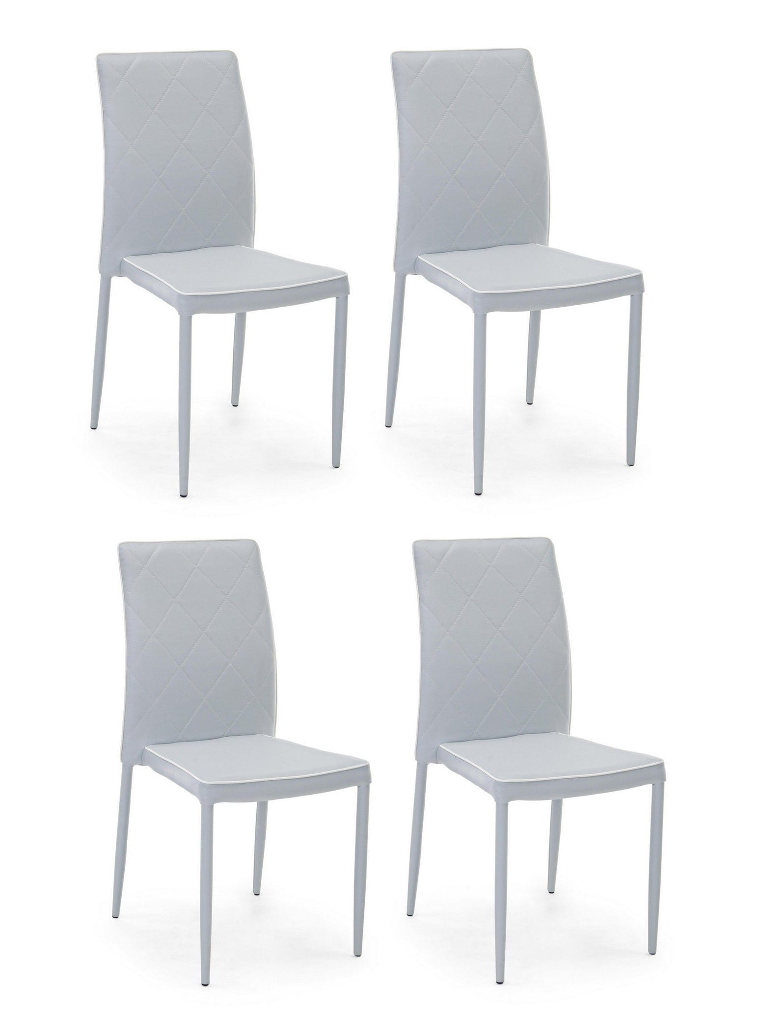 Set di 4 sedie da pranzo in ecopelle Achille Grigio