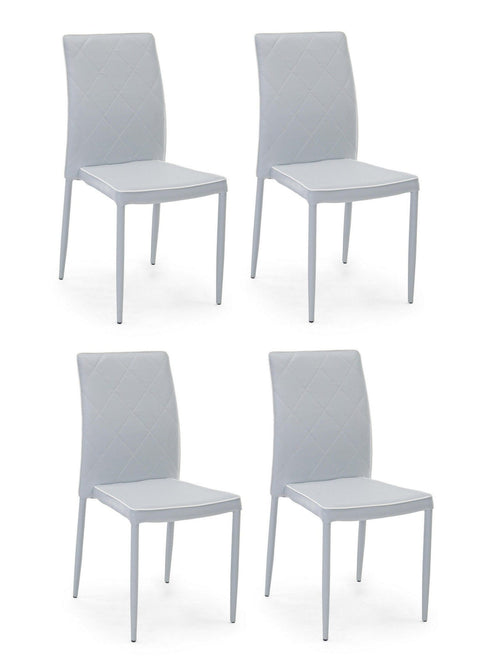 Set di 4 sedie da pranzo in ecopelle Achille Grigio