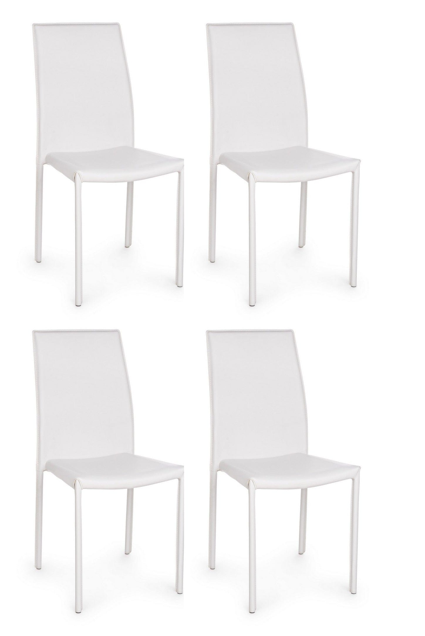 Set di 4 sedie da pranzo in ecopelle Adda Bianco