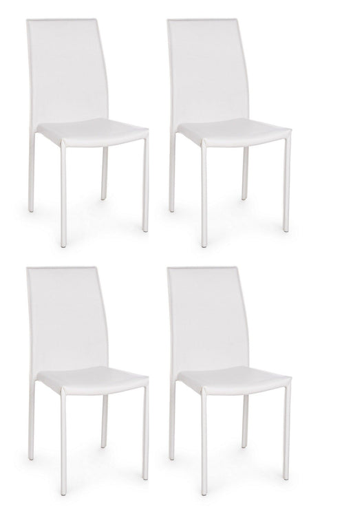 Set di 4 sedie da pranzo in ecopelle Adda Bianco
