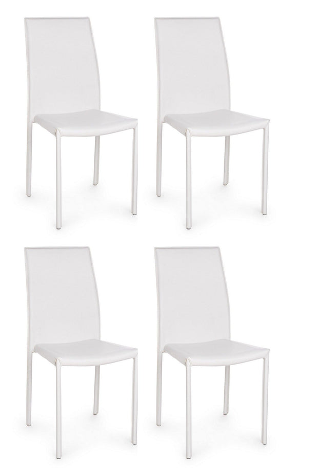 Set di 4 sedie da pranzo in ecopelle Adda Bianco