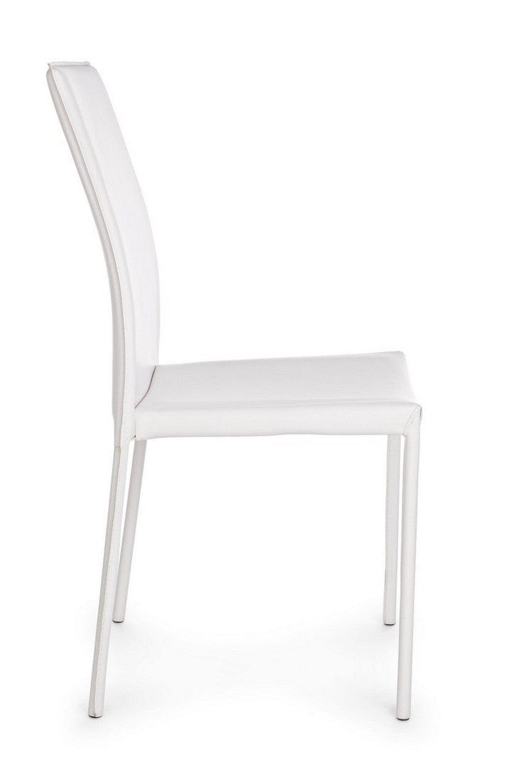 Set di 4 sedie da pranzo in ecopelle Adda Bianco (7)