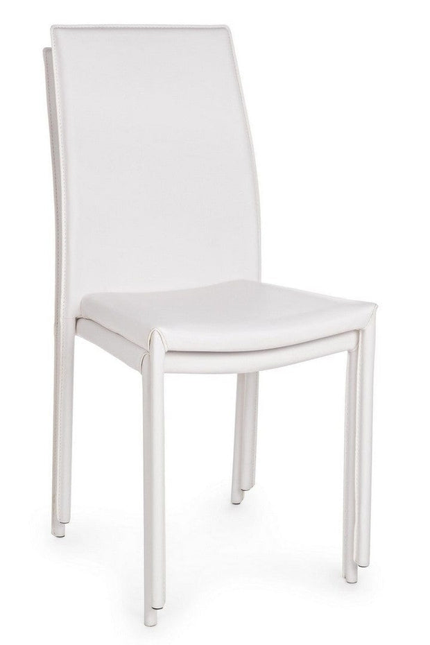 Set di 4 sedie da pranzo in ecopelle Adda Bianco (8)
