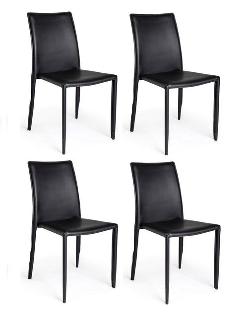 Set di 4 sedie da pranzo in ecopelle Alison Nero