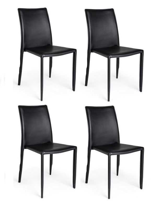 Set di 4 sedie da pranzo in ecopelle Alison Nero