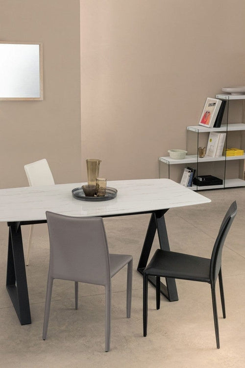 Set di 4 sedie da pranzo in ecopelle Alison Nero (1)