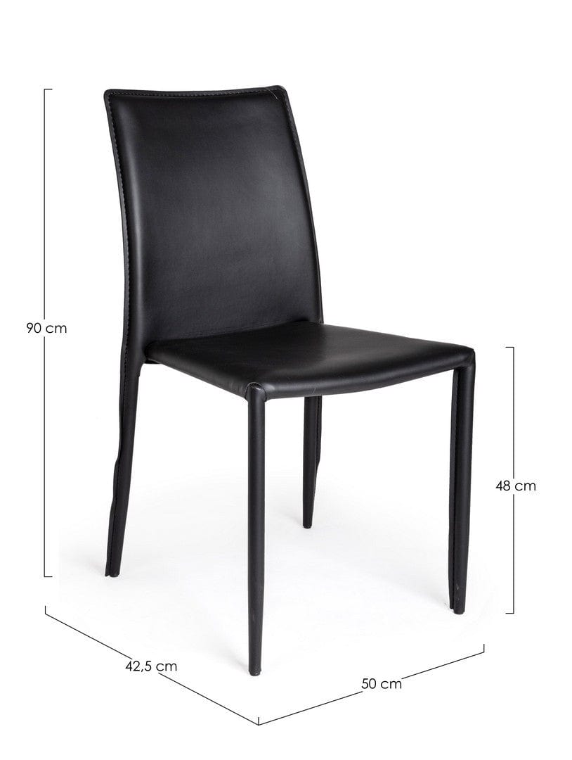 Set di 4 sedie da pranzo in ecopelle Alison Nero (5)