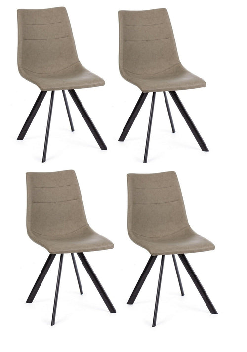 Set di 4 sedie da pranzo in ecopelle Alva Cappuccino