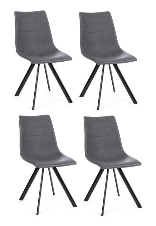 Set di 4 sedie da pranzo in ecopelle Alva Grigio