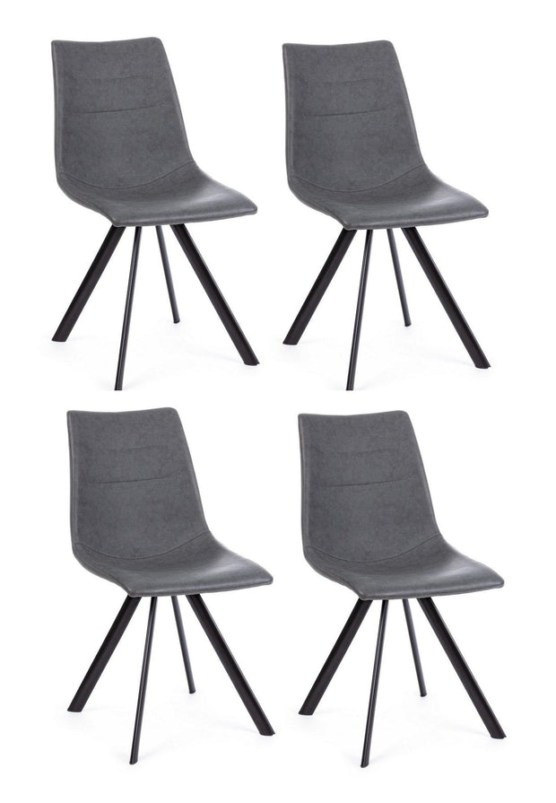 Set di 4 sedie da pranzo in ecopelle Alva Grigio