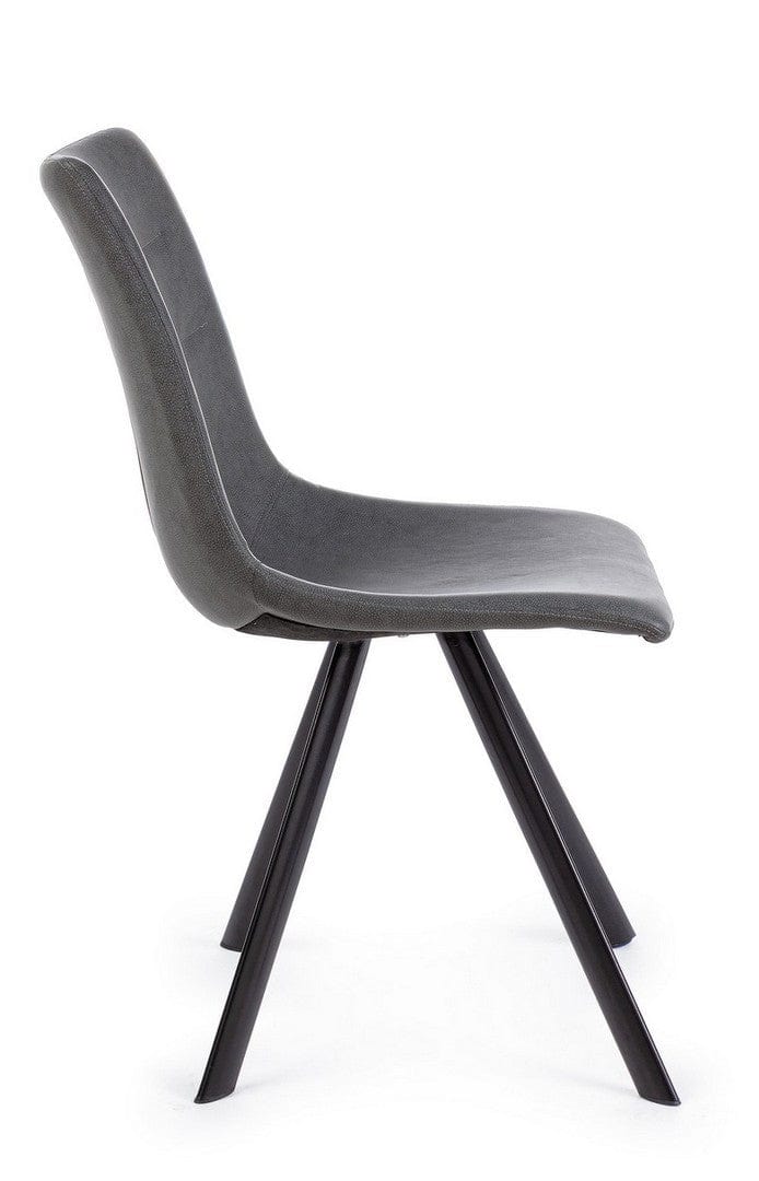 Set di 4 sedie da pranzo in ecopelle Alva Grigio (8)