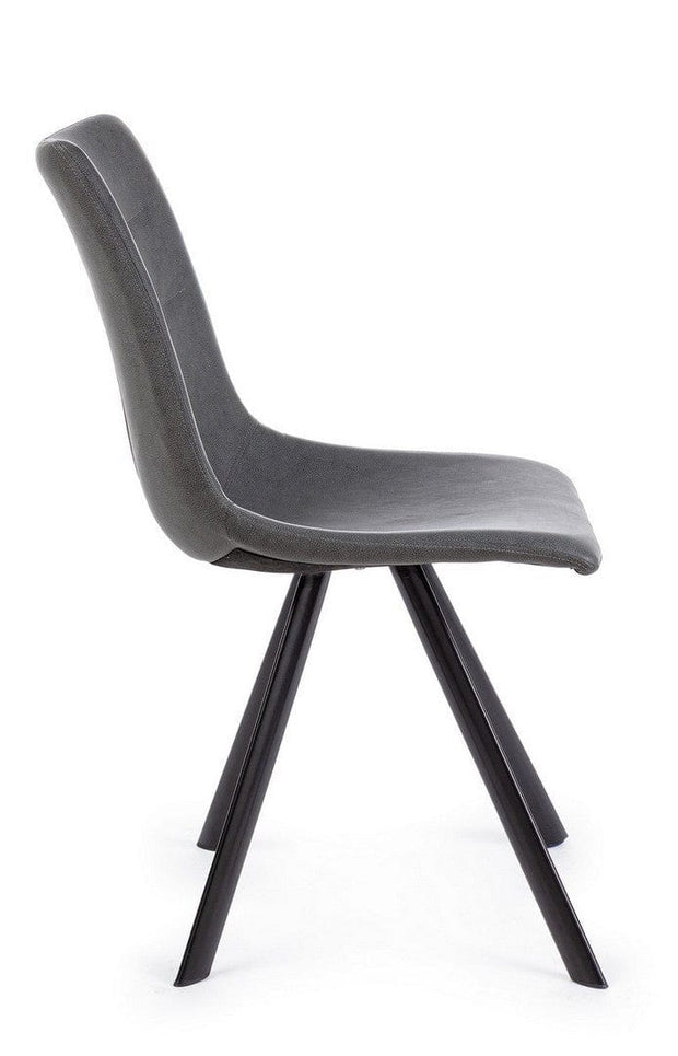 Set di 4 sedie da pranzo in ecopelle Alva Grigio (8)