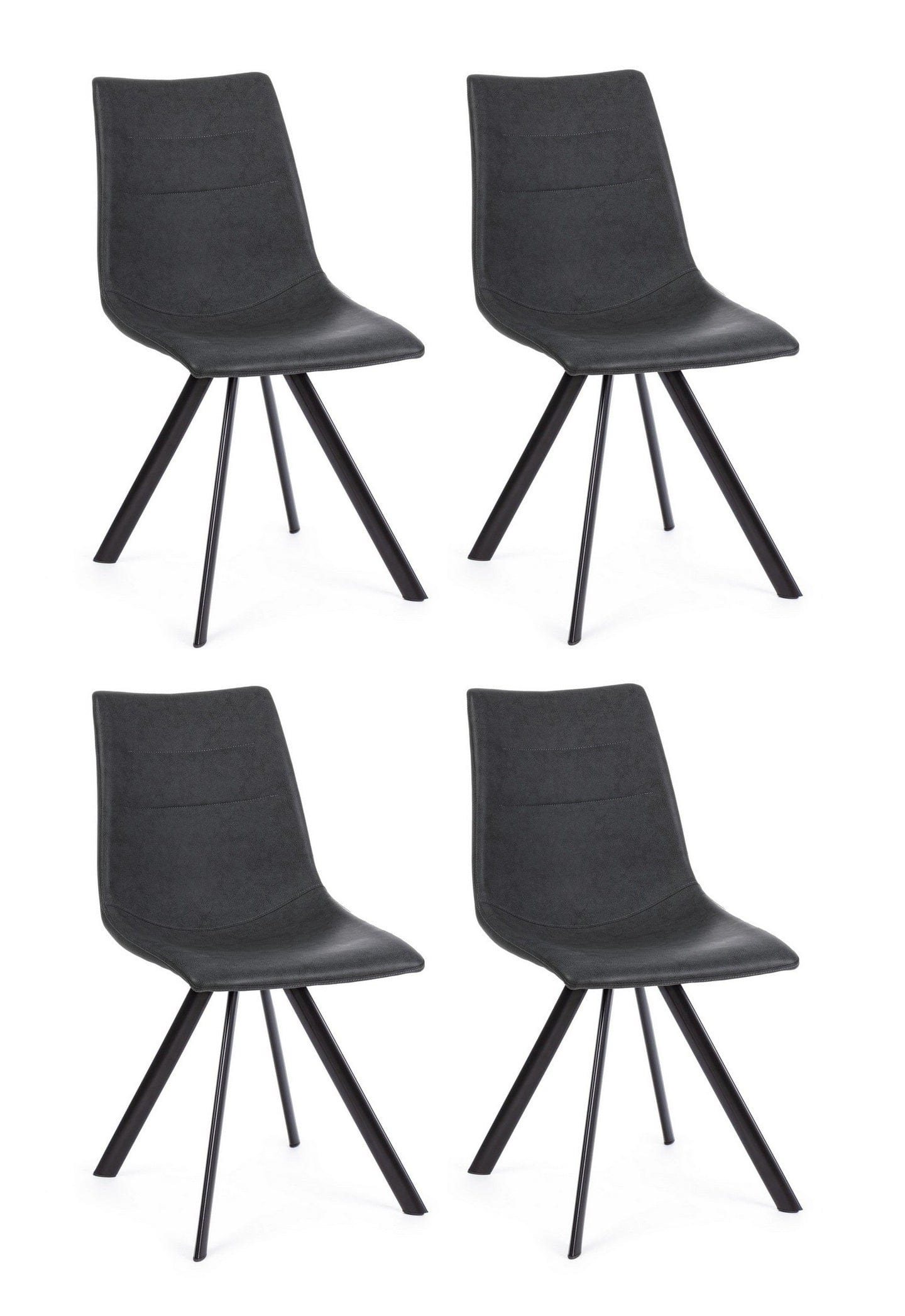 Set di 4 sedie da pranzo in ecopelle Alva Grigio