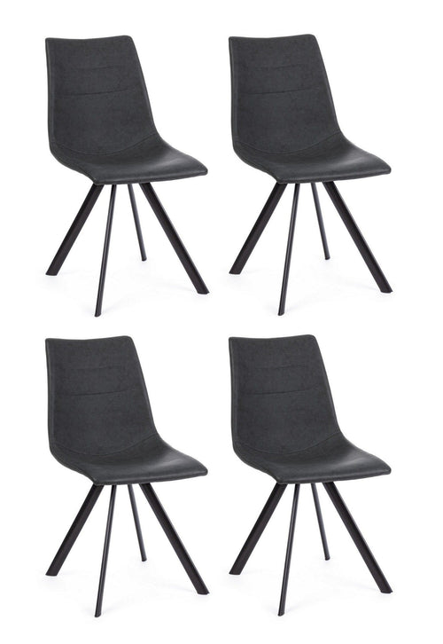 Set di 4 sedie da pranzo in ecopelle Alva Grigio