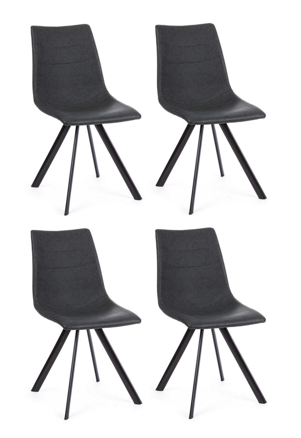 Set di 4 sedie da pranzo in ecopelle Alva Grigio