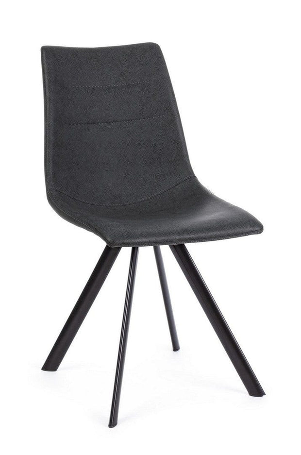 Set di 4 sedie da pranzo in ecopelle Alva Grigio (2)