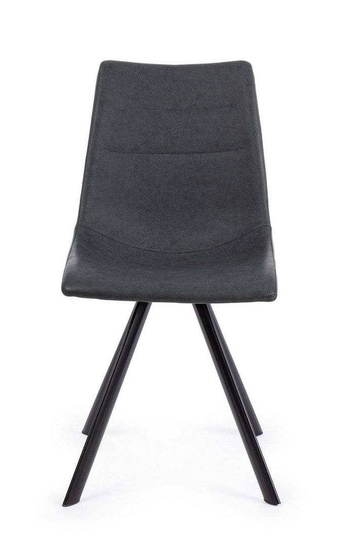 Set di 4 sedie da pranzo in ecopelle Alva Grigio (3)
