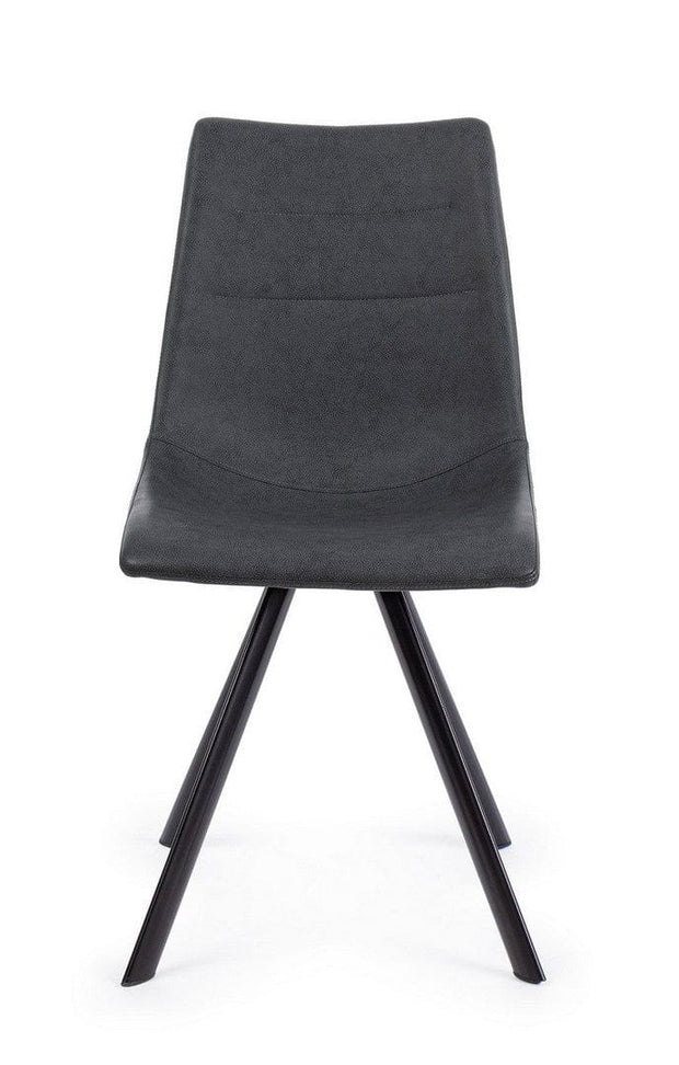 Set di 4 sedie da pranzo in ecopelle Alva Grigio (3)