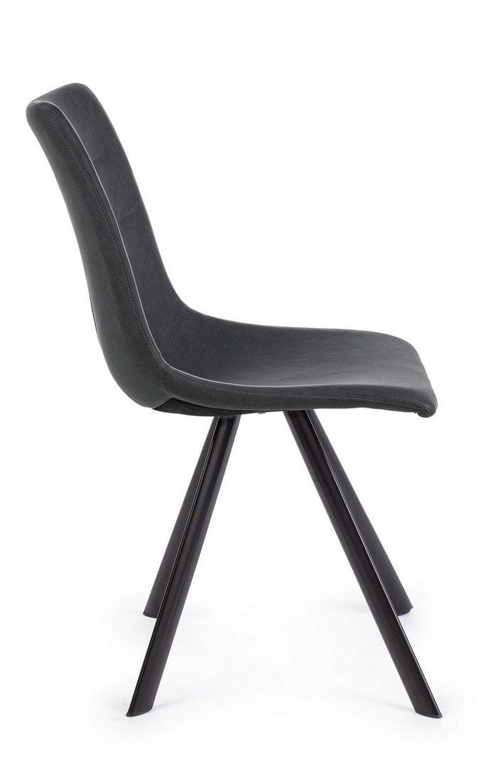 Set di 4 sedie da pranzo in ecopelle Alva Grigio (5)