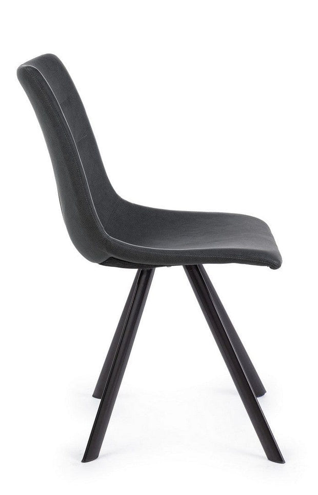 Set di 4 sedie da pranzo in ecopelle Alva Grigio (5)