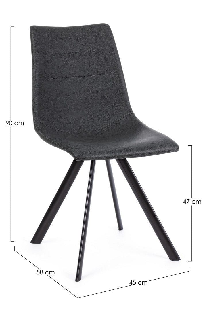 Set di 4 sedie da pranzo in ecopelle Alva Grigio (10)