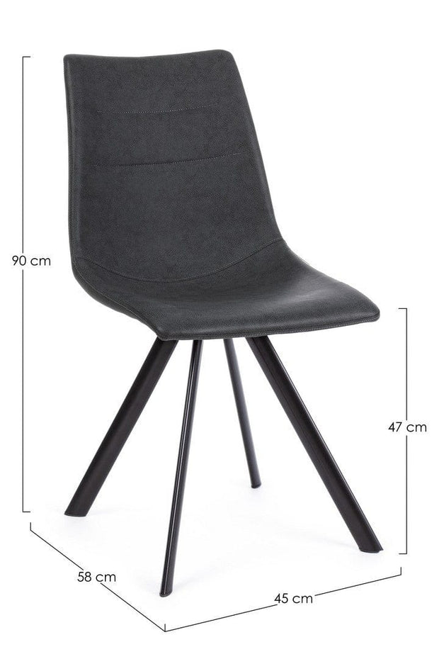 Set di 4 sedie da pranzo in ecopelle Alva Grigio (10)