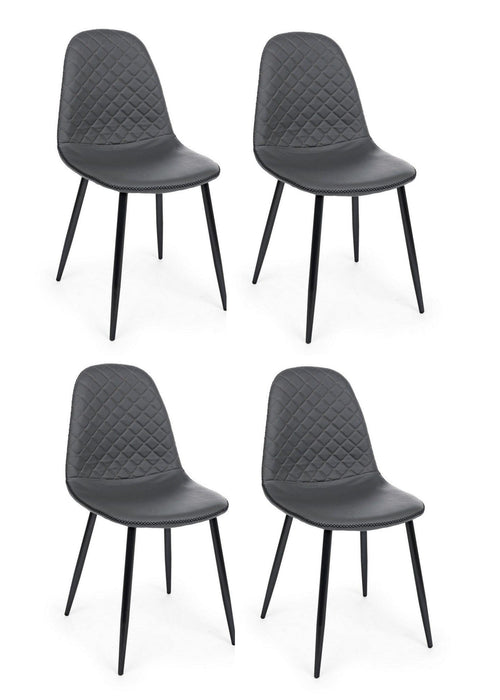 Set di 4 sedie da pranzo in ecopelle Amanda Grigio