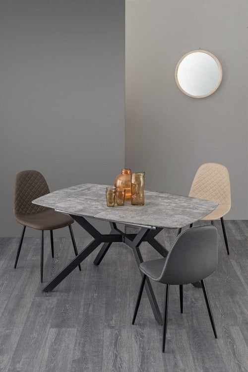 Set di 4 sedie da pranzo in ecopelle Amanda Grigio (1)