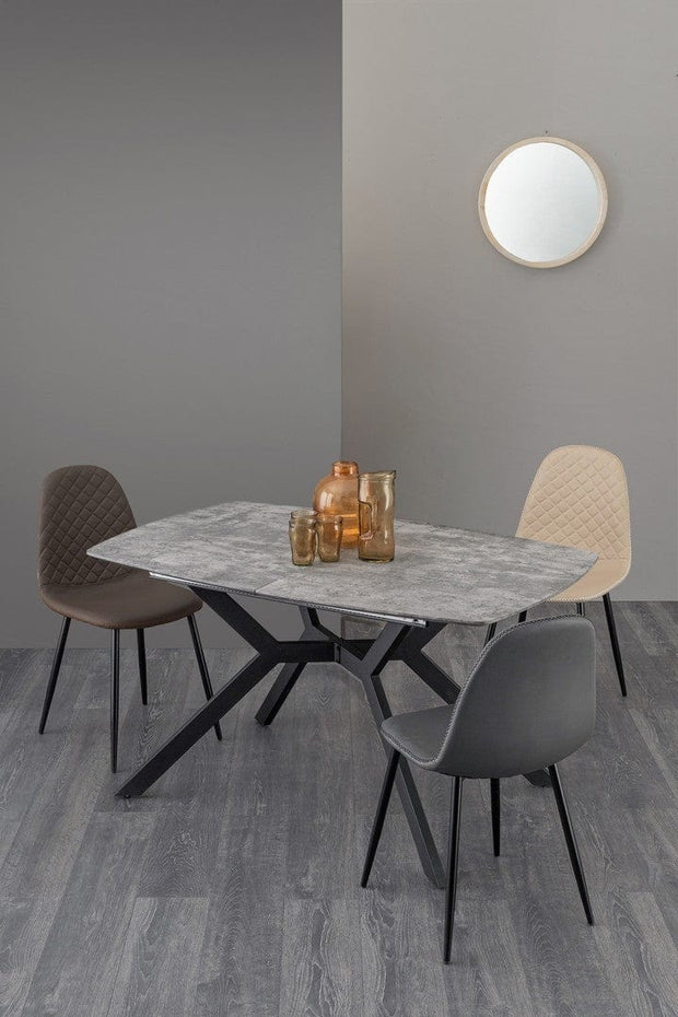 Set di 4 sedie da pranzo in ecopelle Amanda Grigio (1)