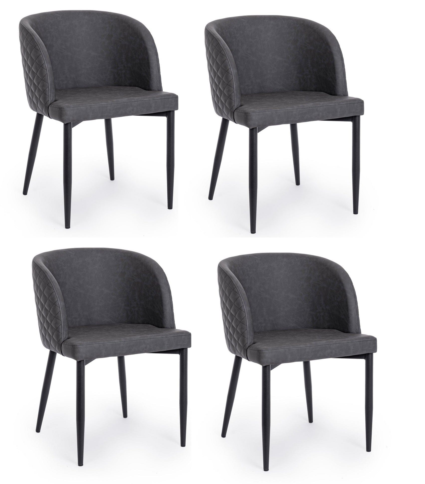 Set di 4 sedie da pranzo in ecopelle Chris Grigio