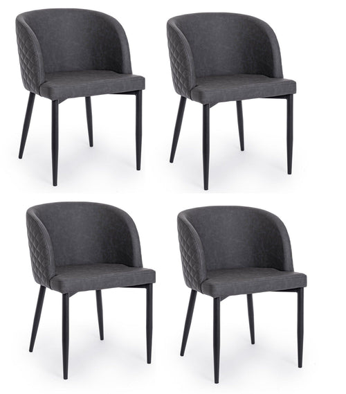 Set di 4 sedie da pranzo in ecopelle Chris Grigio