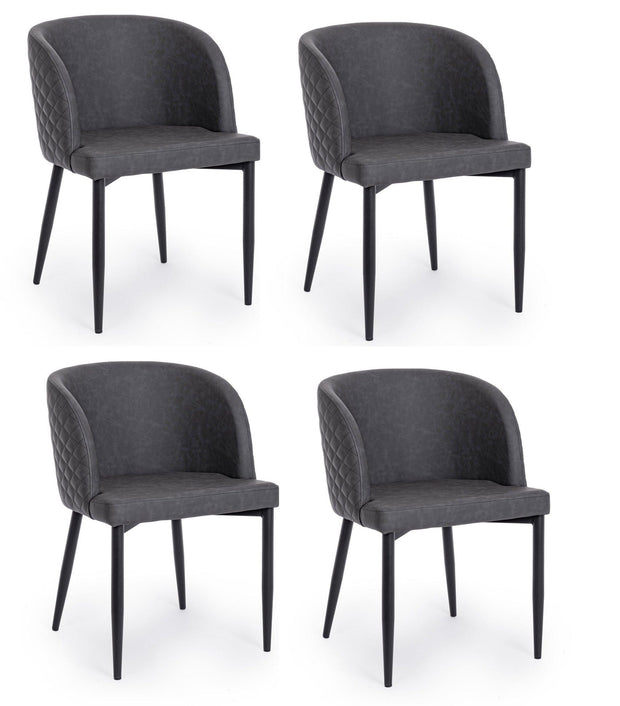 Set di 4 sedie da pranzo in ecopelle Chris Grigio